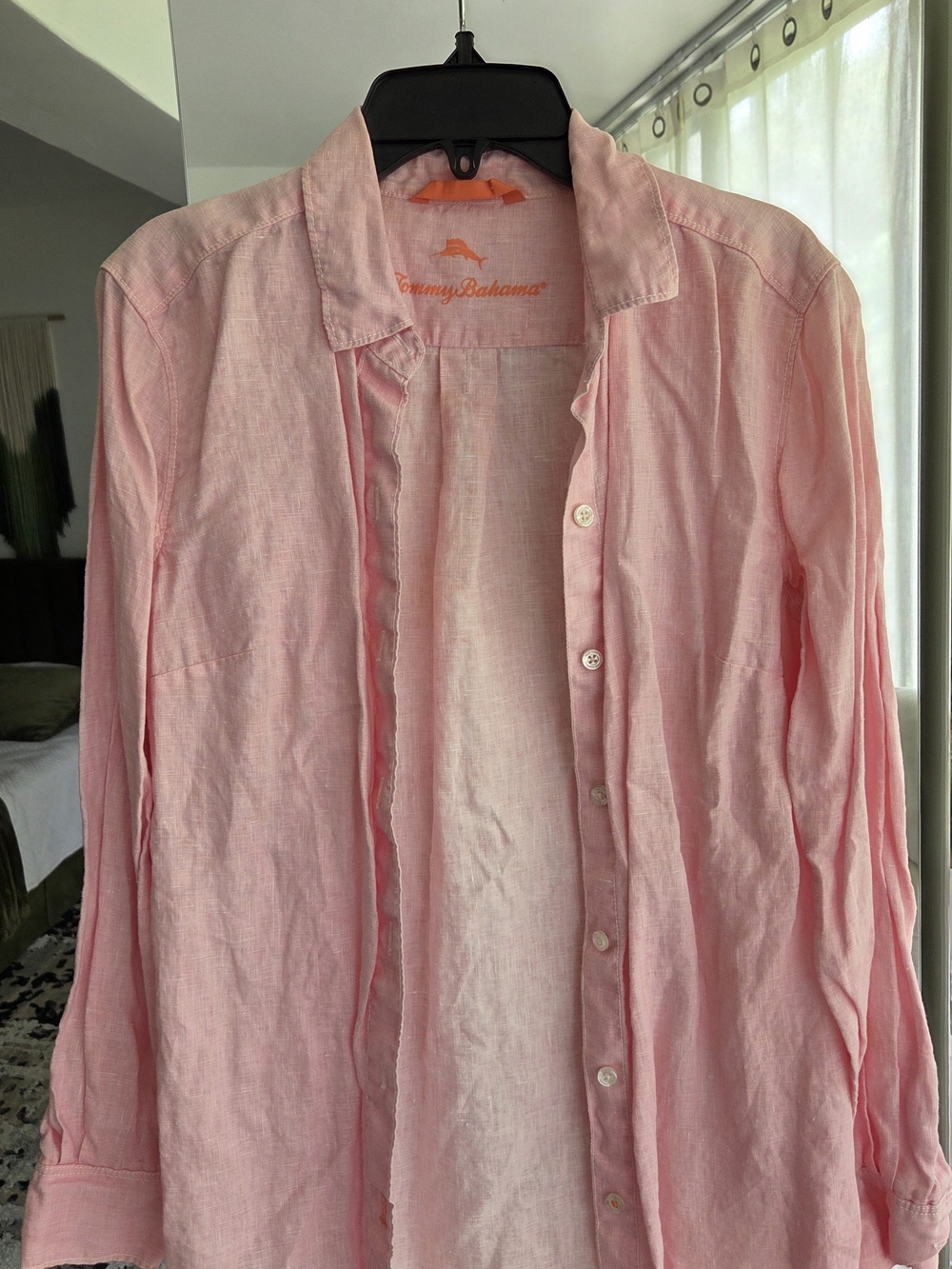 Tommy Bahama Pink Linen Button-Front Shirt